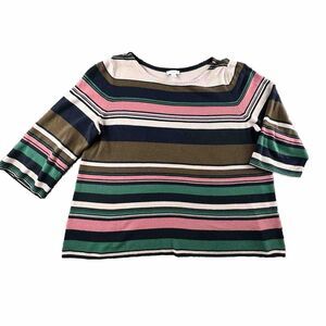 J‎ Jill Womens Striped Cotton Blend Sweater Size Large Petite Top